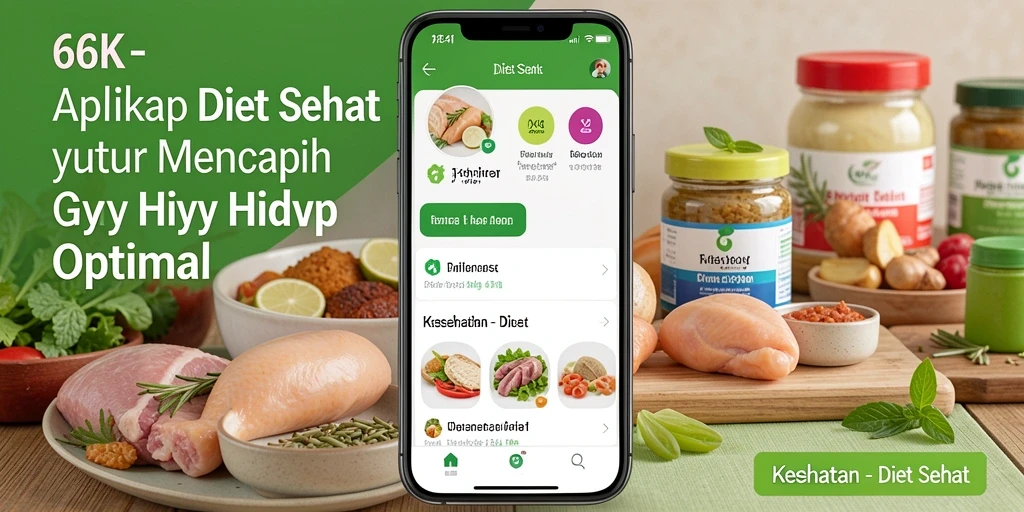 Screenshot utama 66K yang menunjukkan antarmuka aplikasi Diet Sehat.