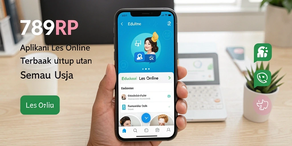 Tampilan antarmuka aplikasi Les Online 789RP yang interaktif dan menarik.