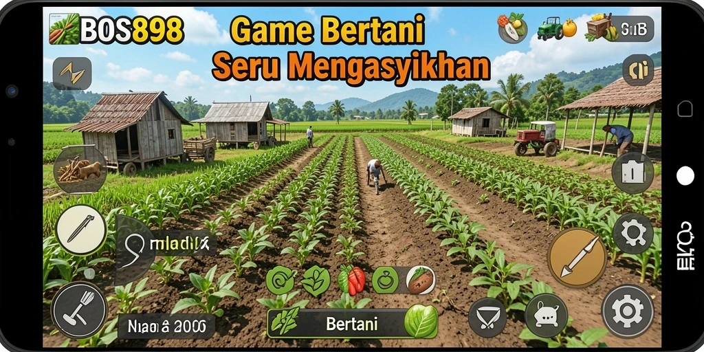 Tampilan antarmuka utama BOS898 dengan fitur bertani yang menarik.