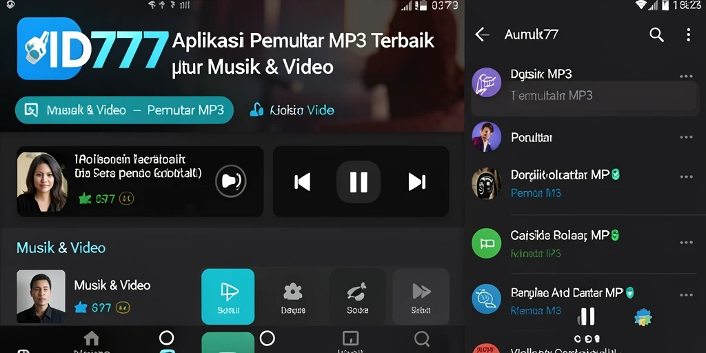 Antarmuka Pemutar MP3 ID777 yang ramah pengguna dan intuitif.
