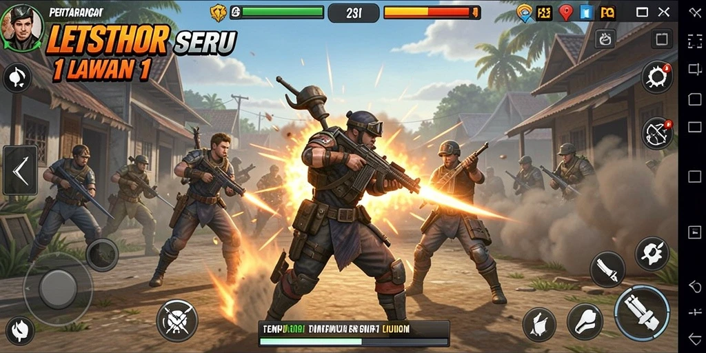 Tampilan antarmuka pertarungan <strong>LETSTHOR</strong> yang menegangkan dalam duel 1 lawan 1.