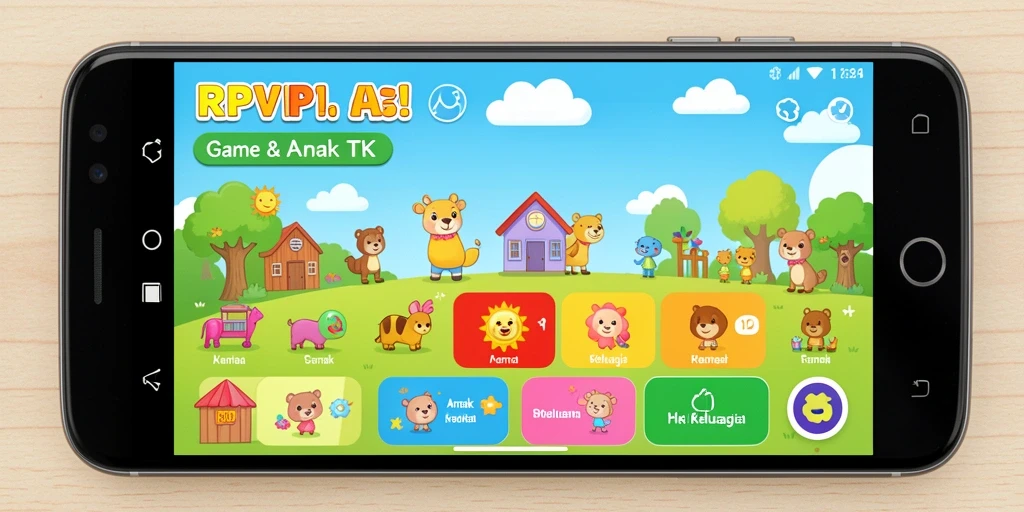 Tampilan interaktif RPVIP1 dengan permainan edukatif untuk anak.