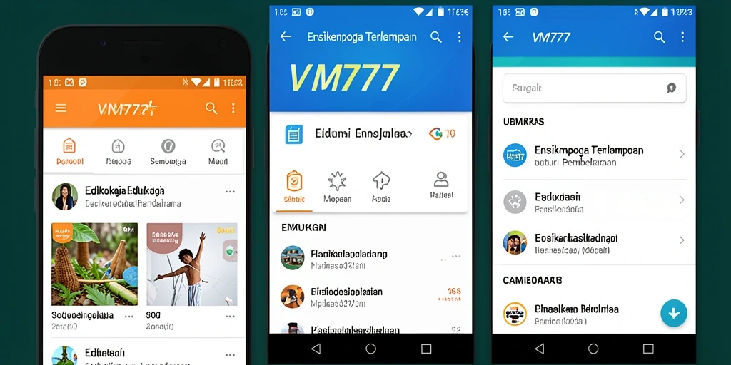 Antarmuka aplikasi edukasi VM777 yang informatif dan menarik.